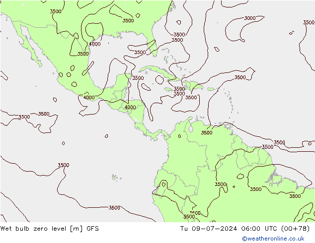 Theta-W Nulgradenniveau GFS di 09.07.2024 06 UTC