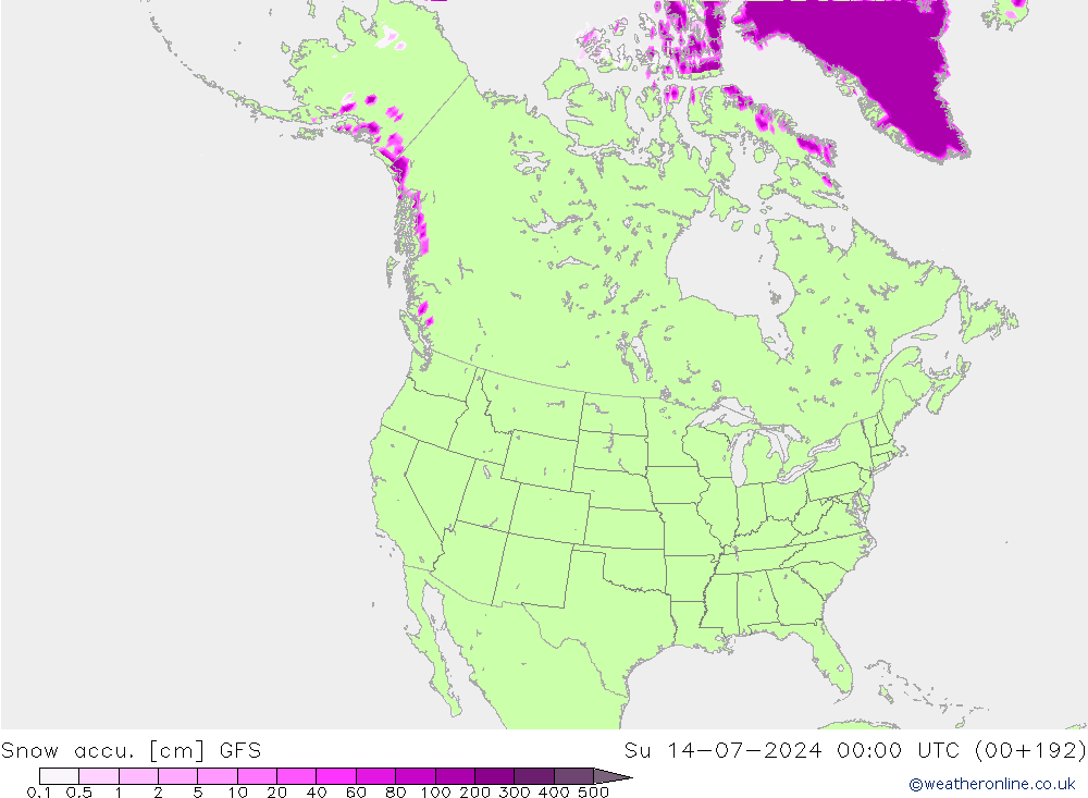 Totale sneeuw GFS zo 14.07.2024 00 UTC