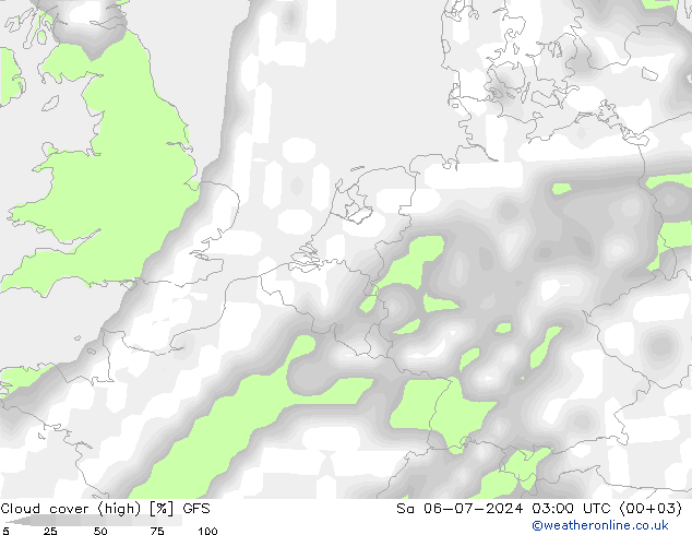 Bewolking (Hoog) GFS za 06.07.2024 03 UTC