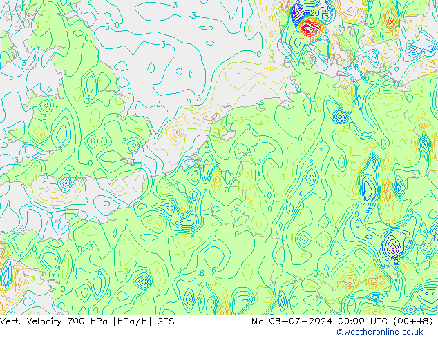 Vert. snelheid 700 hPa GFS ma 08.07.2024 00 UTC