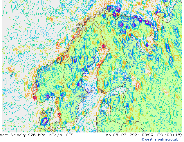 Vert. snelheid 925 hPa GFS ma 08.07.2024 00 UTC