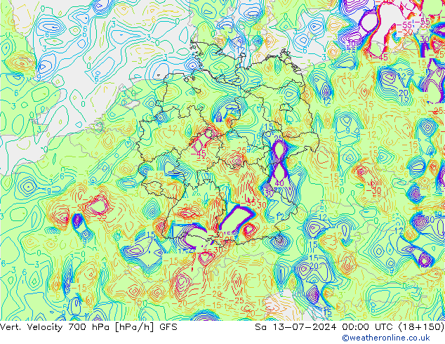 Vert. snelheid 700 hPa GFS za 13.07.2024 00 UTC