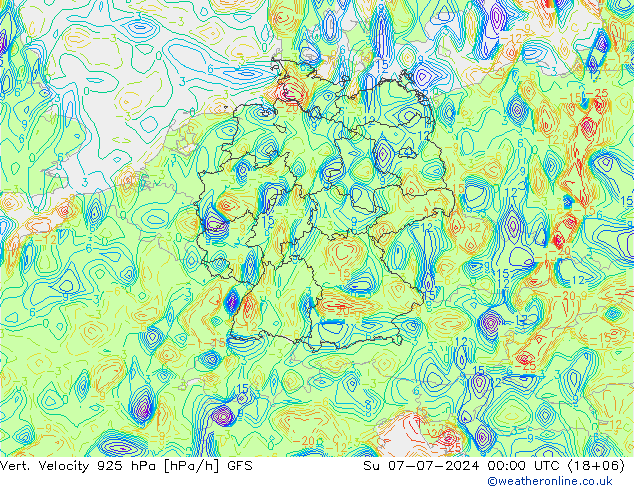 Vert. snelheid 925 hPa GFS zo 07.07.2024 00 UTC