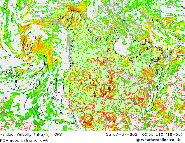 Convectie-Index GFS zo 07.07.2024 00 UTC