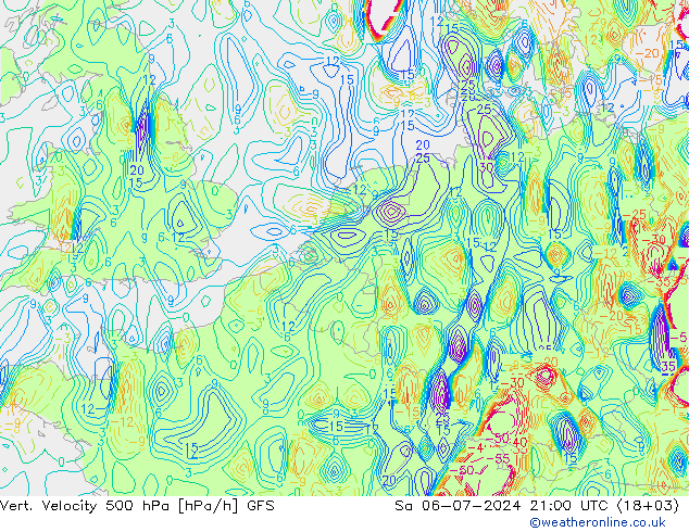 Vert. Velocity 500 hPa GFS 星期六 06.07.2024 21 UTC