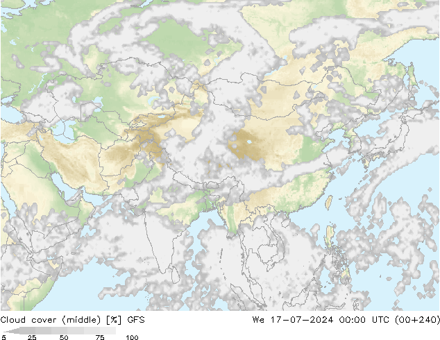 Bewolking (Middelb.) GFS wo 17.07.2024 00 UTC
