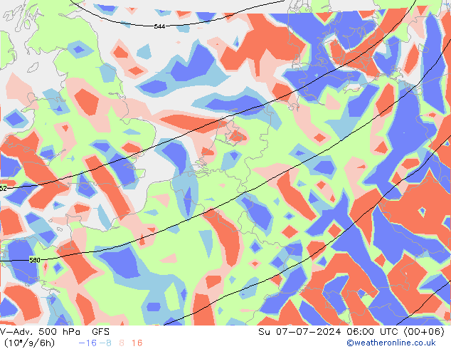 V-Adv. 500 hPa GFS 星期日 07.07.2024 06 UTC