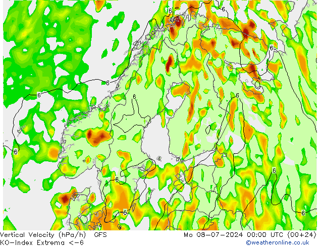 Convectie-Index GFS ma 08.07.2024 00 UTC