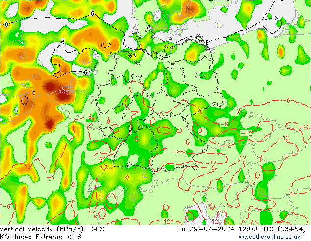 Convection-Index GFS 星期二 09.07.2024 12 UTC
