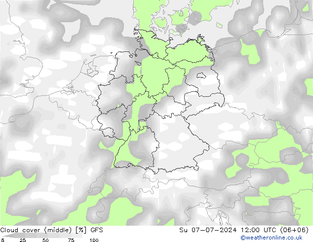 Bewolking (Middelb.) GFS zo 07.07.2024 12 UTC