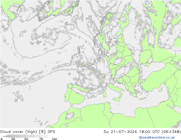 Bewolking (Hoog) GFS zo 21.07.2024 18 UTC