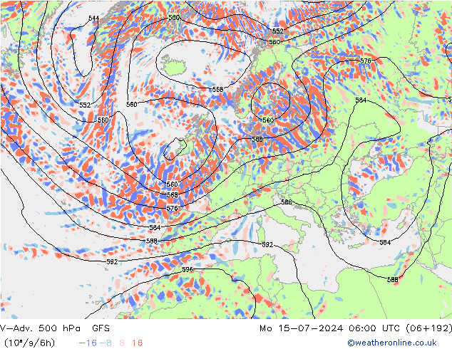 V-Adv. 500 hPa GFS 星期一 15.07.2024 06 UTC