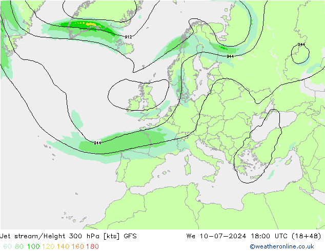 高速氣流 GFS 星期三 10.07.2024 18 UTC