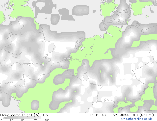 Bewolking (Hoog) GFS vr 12.07.2024 06 UTC