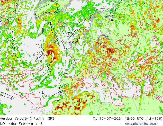 Convectie-Index GFS di 16.07.2024 18 UTC