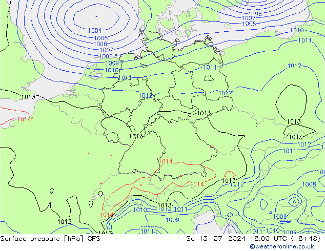 Luchtdruk (Grond) GFS za 13.07.2024 18 UTC