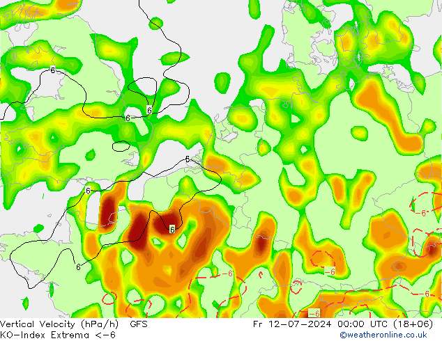 Convectie-Index GFS vr 12.07.2024 00 UTC