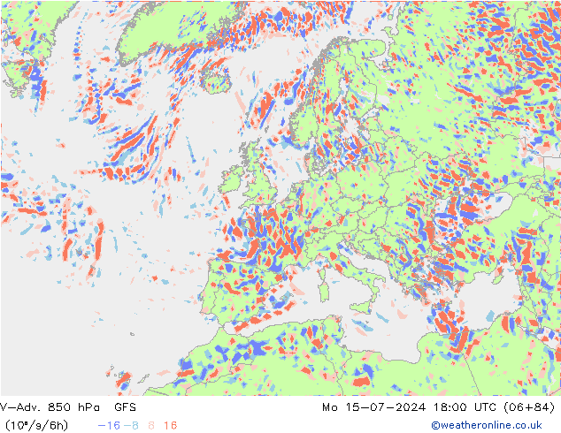 V-Adv. 850 hPa GFS ma 15.07.2024 18 UTC