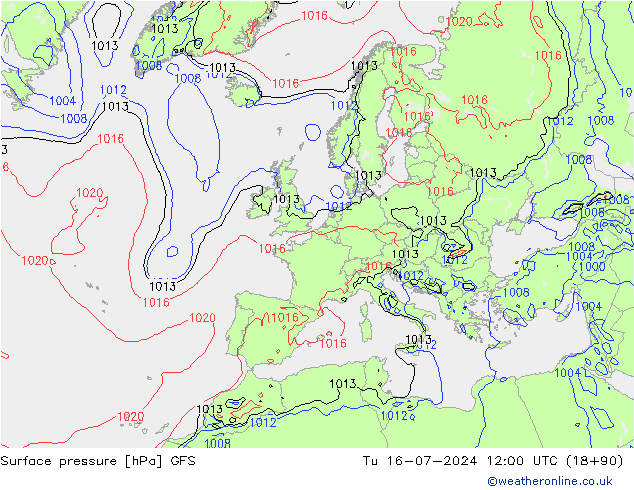 Luchtdruk (Grond) GFS di 16.07.2024 12 UTC
