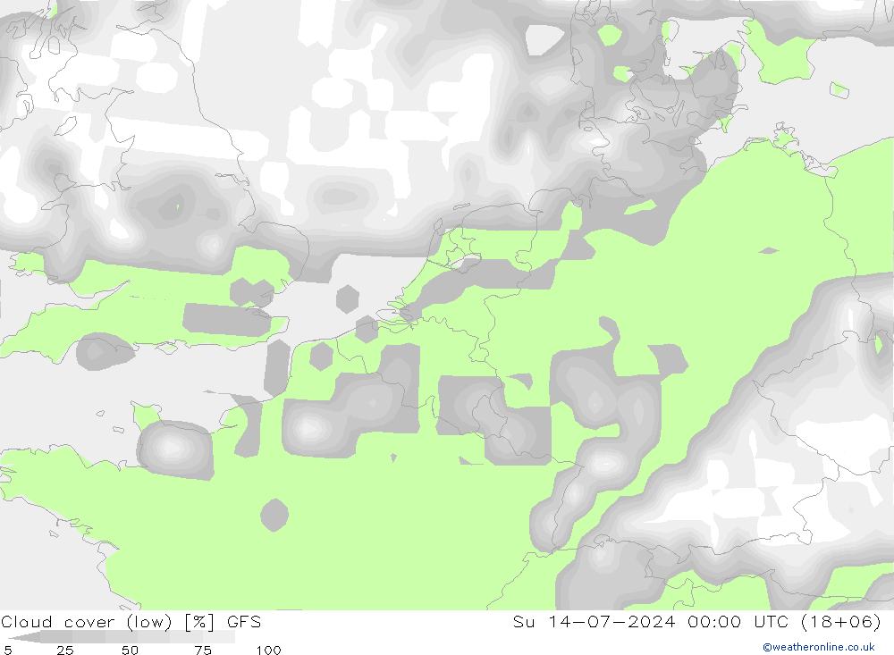 Bewolking (Laag) GFS zo 14.07.2024 00 UTC