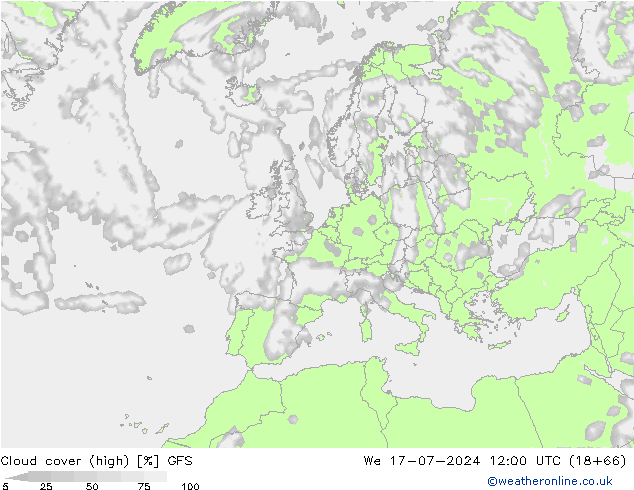 Bewolking (Hoog) GFS wo 17.07.2024 12 UTC