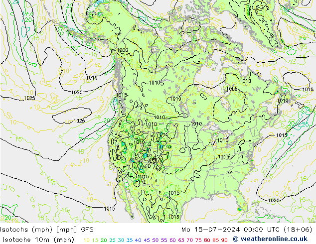 Isotachen (mph) GFS ma 15.07.2024 00 UTC