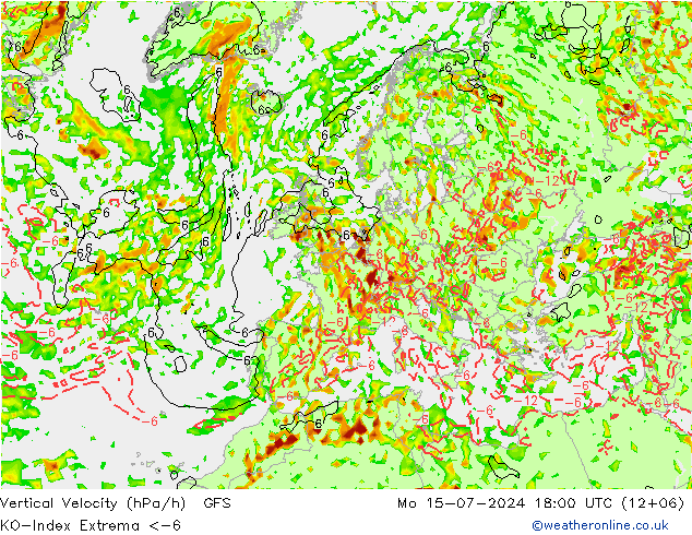 Convection-Index GFS 星期一 15.07.2024 18 UTC