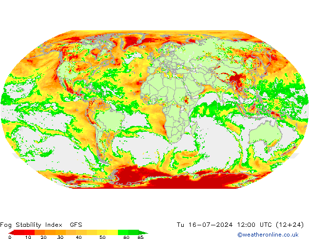 Fog Stability Index GFS di 16.07.2024 12 UTC