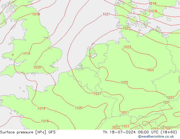 地面气压 GFS 星期四 18.07.2024 06 UTC