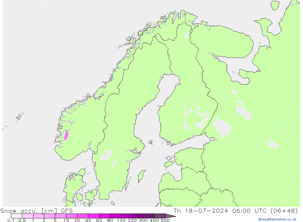 Totale sneeuw GFS do 18.07.2024 06 UTC