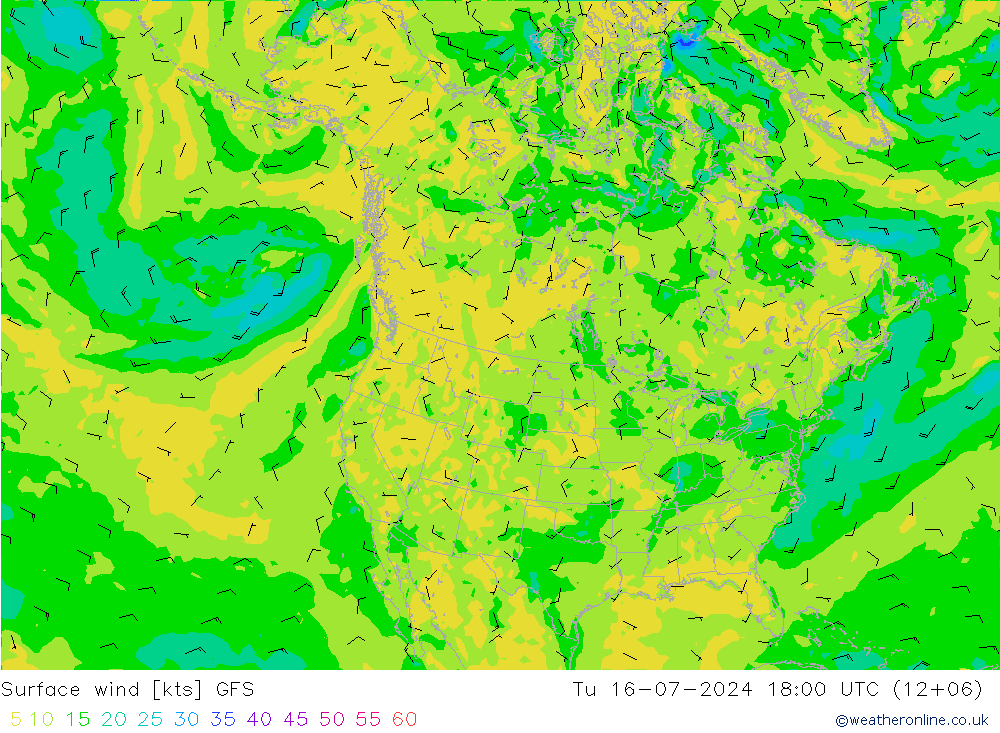 风 10 米 GFS 星期二 16.07.2024 18 UTC