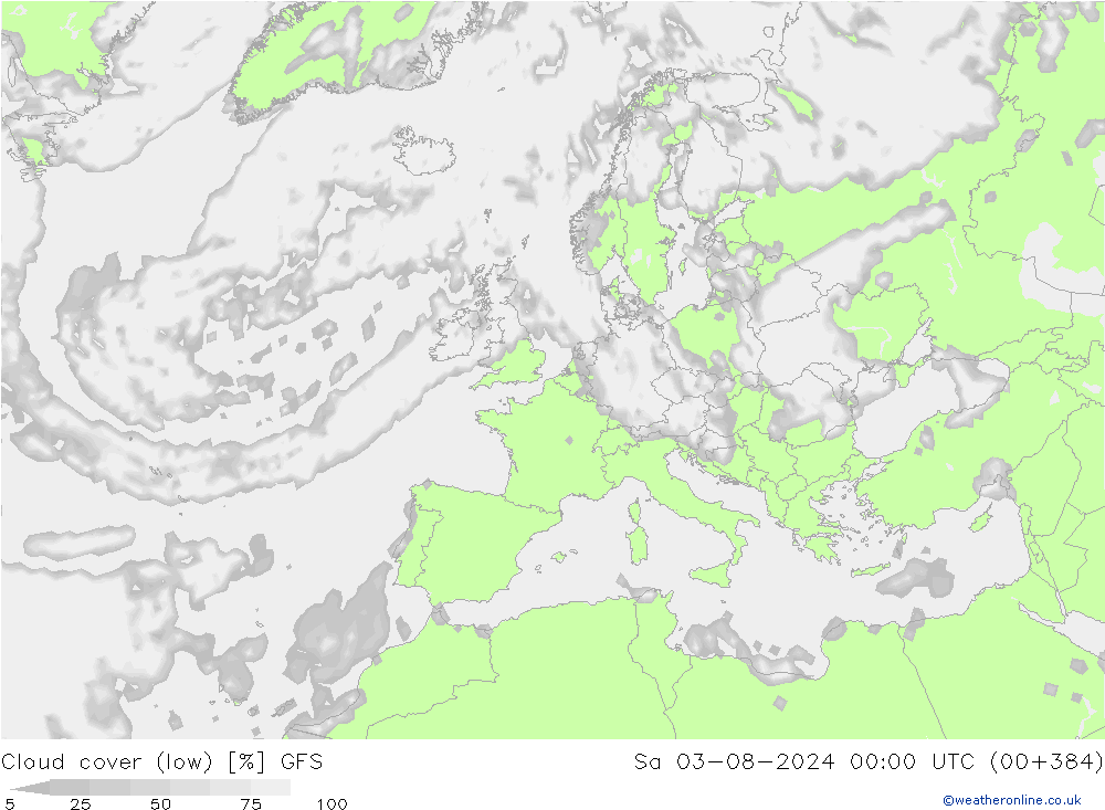 Bewolking (Laag) GFS za 03.08.2024 00 UTC