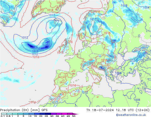 Neerslag 6h/Wind 10m/950 GFS do 18.07.2024 18 UTC