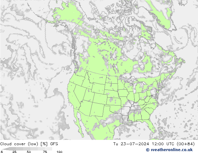 云 (低) GFS 星期二 23.07.2024 12 UTC