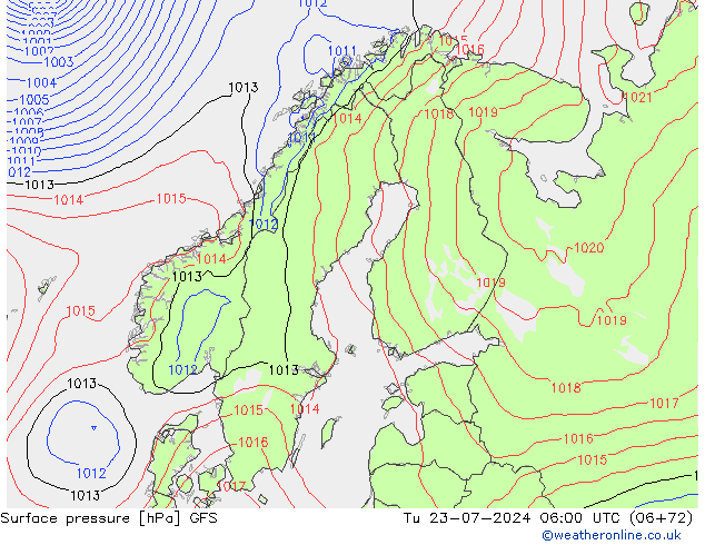 Luchtdruk (Grond) GFS di 23.07.2024 06 UTC