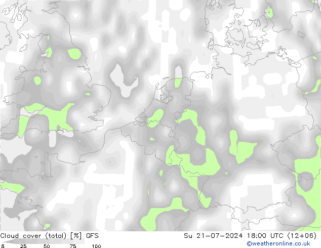 Bewolking (Totaal) GFS zo 21.07.2024 18 UTC