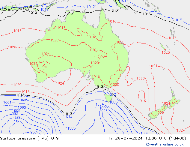 Surface pressure GFS Fr 26.07.2024 18 UTC