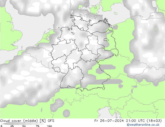 Cloud cover (middle) GFS Fr 26.07.2024 21 UTC