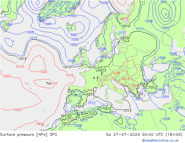 Surface pressure GFS Sa 27.07.2024 00 UTC