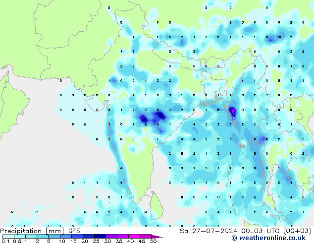 Precipitation GFS Sa 27.07.2024 03 UTC