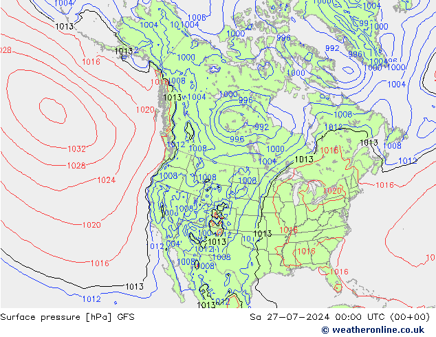 Surface pressure GFS Sa 27.07.2024 00 UTC