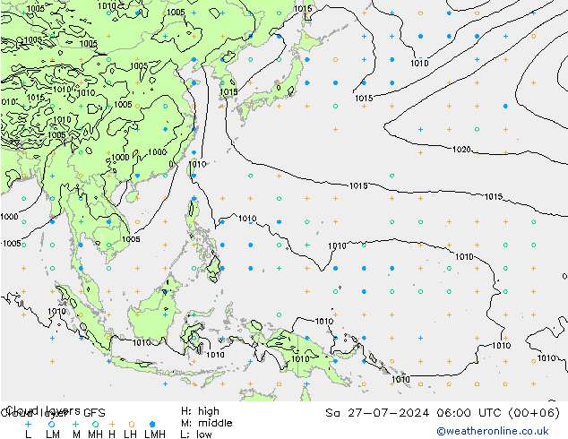 Cloud layer GFS Sa 27.07.2024 06 UTC