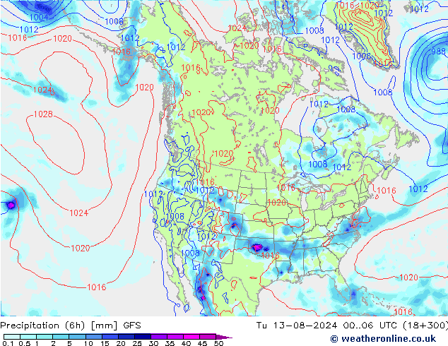 Z500/Regen(+SLP)/Z850 GFS di 13.08.2024 06 UTC