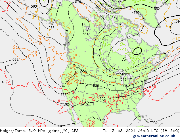 Z500/Regen(+SLP)/Z850 GFS di 13.08.2024 06 UTC