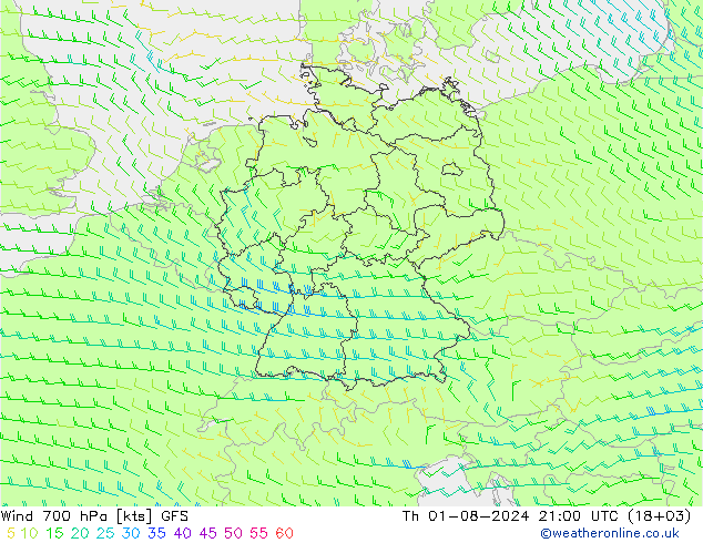 Wind 700 hPa GFS do 01.08.2024 21 UTC