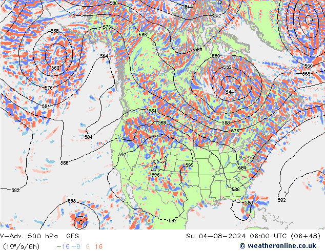 V-Adv. 500 hPa GFS zo 04.08.2024 06 UTC