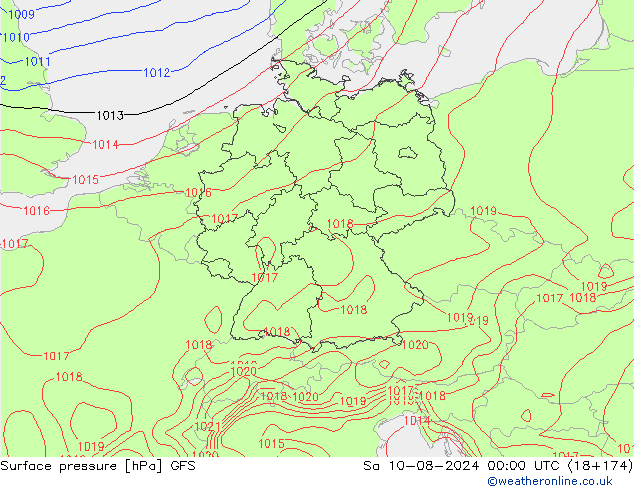 Luchtdruk (Grond) GFS za 10.08.2024 00 UTC