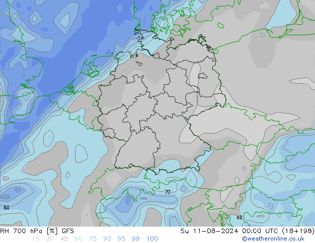 RV 700 hPa GFS zo 11.08.2024 00 UTC