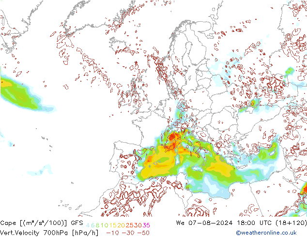 Cape GFS wo 07.08.2024 18 UTC