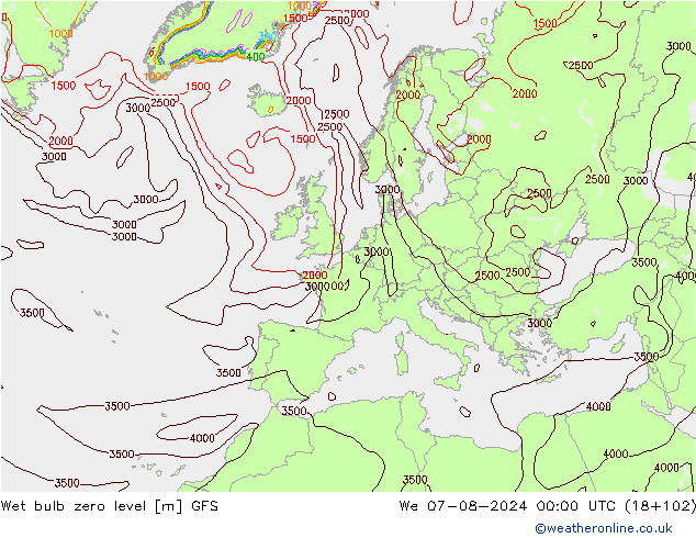 Theta-W Nulgradenniveau GFS wo 07.08.2024 00 UTC